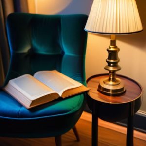Optimal reading lamp placement for comfortable reading.